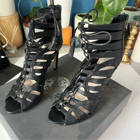 Black Vince Camuto Narrital Lace Up Sandals - Picture 7 of 9